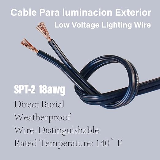 Extension Electrical Wire18/2 SPT-2W Bulk Lamp Cord, 300-Volt 18-Gauge, 250-feet Spool, Black,UL Listed