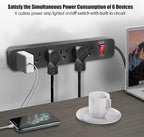 EXTRASTAR 6 Ft Extension Cord, 6 Outlets Power Strip,15A Build-in Circuit Breaker, 1875W, Mountable, Thin Flat Plug, Desktop Charging Station for Home School Office, Black