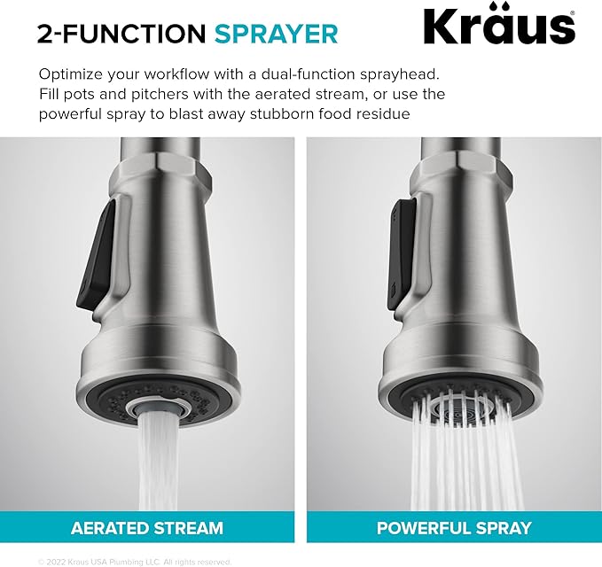 KRAUS Allyn Transitional Industrial Pull-Down Single Handle Kitchen Faucet in Spot-Free Antique Champagne Bronze, KPF-4101SFACB