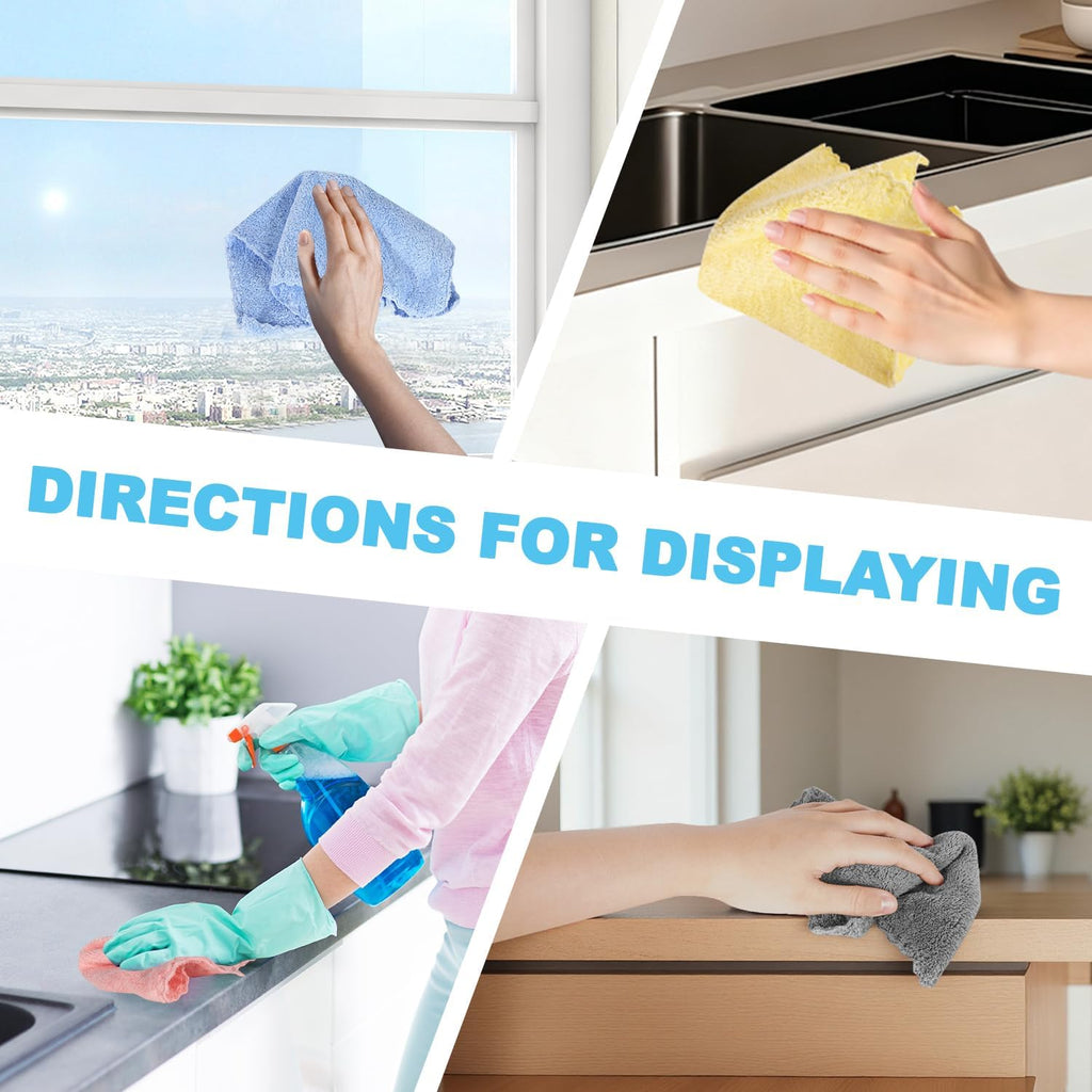 Microfiber Cleaning Cloths, 12 Pack Coral Fleece Cleaning Rags for Housekeeping, Highly Absorbent Reusable Cleaning Towels,10"X10"(Multicolor)