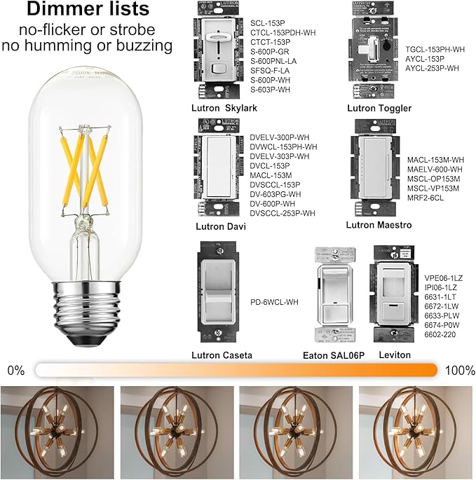 LiteHistory T45 LED Bulb,6W E26 LED Bulb Dimmable Equivalent E26 Bulb 60 Watt,Warm White 3000K E26 Edison Bulb,AC120V,600lm,CRI85,Clear Glass,Tubular Light Bulb,ETL Listed,Pack of 6
