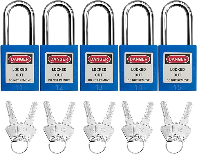 SAFBY Lockout Tagout Locks, Safety Padlock, Keyed Differently Loto Safety Padlocks for Lock Out Tag Out Kits Station (Blue 11-20)