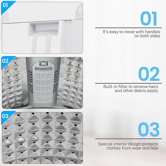 Nictemaw Portable Washing Machine, 17.8Lbs Portable Washer 2.4 Cu.ft Full Automatic Washing Machine with 10 Programs 8 Water Levels, LED Display, Drain Pump, Ideal for Apartment, Home, RVs