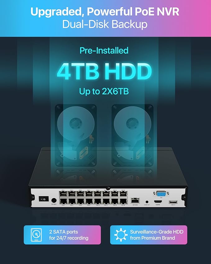 ZOSI 32CH 4K PoE Security Camera System,12pcs 8MP Outdoor Indoor PoE Cameras,Face Person Vehicle Detection,2-Way Audio,Color Night Vision,16Port 32 Channel 8MP/4K NVR with 4TB HDD for 24/7 Recording