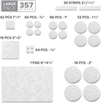 357 pcs White Felt Furniture Pads X-Protector! Huge Quantity of Furniture Pads for Hardwood Floors with Many Big Sizes – Your Ideal Wood Floor Protectors for Furniture. Protect Any Type of Hard Floor!