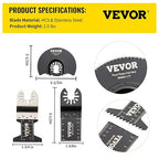 VEVOR 50 PCS Oscillating Saw Blades, Universal Quick Release Oscillating Saw Blades, Multitool Tool Blades for Wood Plastic Metal Nails, Compatible with Milwaukee Dewalt Dremel Fein Worx Bosch Makita