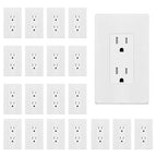 ENERLITES 20 Pack White Decorator Receptacle with Screwless Wall Plate, Standard Electrical Wall Outlet, 15A 125V, Self-Grounding, 2-Pole, 3-Wire, 5-15R, UL Listed, 61502-TR-WSID, Tamper Resistant