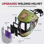 ARCCAPTAIN Auto Darkening Welding Helmet with Side View, 180° Panoramic View, 1/1/1/1 True Color Large Viewing Welding Hood with 4 Arc Sensor Solar Powered, Wide Shade 4/5-9/9-13 for TIG MIG ARC CUT