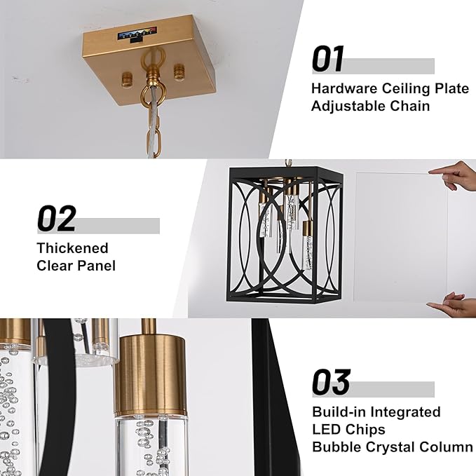 4-Lights Large 5CCT LED Outdoor Pendant Light Fixture, Porch Hanging Lighting Build-in LED Chips, Modern Exterior Lantern Chandelier Ceiling Mount for Patio Front Door