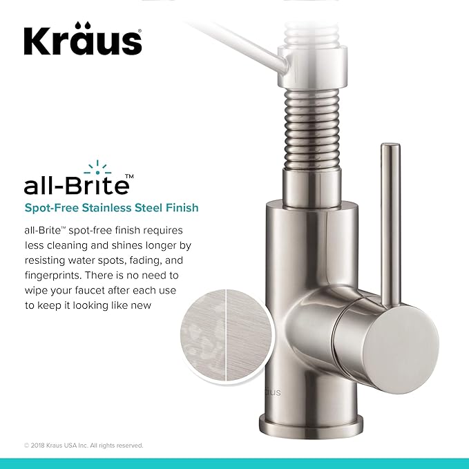 KRAUS Bolden Commercial Style 2-Function Single Handle Pull Down Kitchen Faucet in Spot-Free Stainless Steel/Chrome, KPF-1610SFSCH (Pack of 1)
