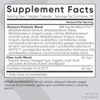 Sports Research Women's Probiotics with Prebiotics, 65 Billion CFU - Vegan Capsules for Gut Health & Digestive Support, Probiotics for Women with Cranberry - Non-GMO Verified & Gluten Free - 30 Count