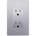 ENERLITES Elite Series Decorator Receptacle, Child Safe Tamper-Resistant Outlet, Self-Grounding, Residential Grade, 15A 125V, UL Listed, 61501-TR-SVWP, Silver with Wall Plate