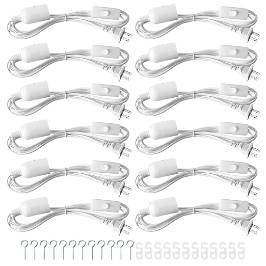 12 Pcs Light Bulb Socket 8.2Ft Extension Hanging Lantern Cord Cable Lamp Cord with Switch E26/E27 Pendant Light Socket for Kitchen Bedroom Restaurant