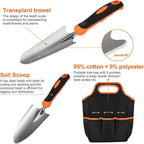 Gardening Tool Set, CHRYZTAL Stainless Steel Heavy Duty Gardening Tool Set, with Non-Slip Rubber Grip, Storage Tote Bag, Outdoor Hand Tools, Ideal Gardening Gifts for Women