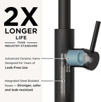 FORIOUS Kitchen Faucet with Pull Down Sprayer, Classic Matte Black, Single Handle High Arc Stainless Steel Kitchen Sink Faucet, 1 or 3 Hole Deck Mount for RV, Bar, Farmhouse, Laundry, Outdoor