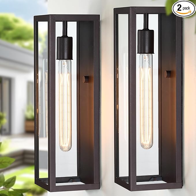 Brown Large Exterior Lighting Fixtures 2Pack, 16'' Waterproof Front Porch Lights Outdoor Wall Sconces, Outdoor Garage Lighting Fixtures Wall Mount for House Coach Carriage Lights Exterior