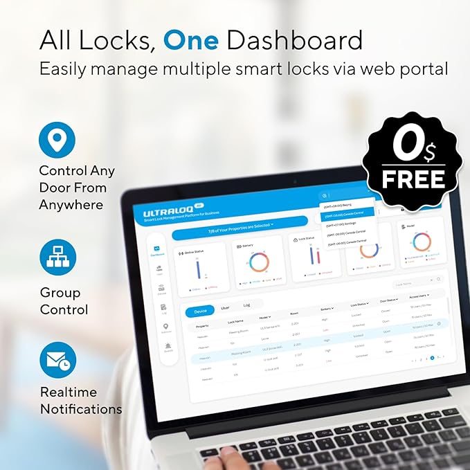 ULTRALOQ Bolt Fingerprint WiFi Smart Lock with Handle Lever Set, Front Door Lock Set, Keyless Entry Deadbolt with Fingerprint, App Remote Control, Keypad, Auto Unlock, 10 Mon. Battery, BHMA Certified