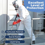 ETERNA Hazmat Suits- 5 Pack Disposable Protective Coveralls with Hood, Zipper, Elastic Wrists, Shoe Covers for Men & Women, Shield from Dirt, Dust, Paint (White, XXX-Large)