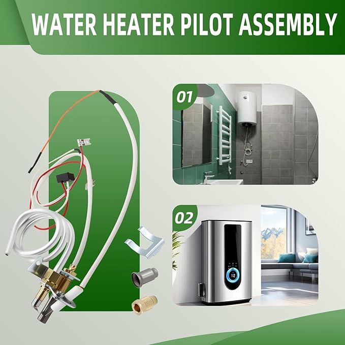 Water Heater Pilot Gas Thermopile Assembly Compatible with 300 301 Series Replace 9007877 9007876 100112330
