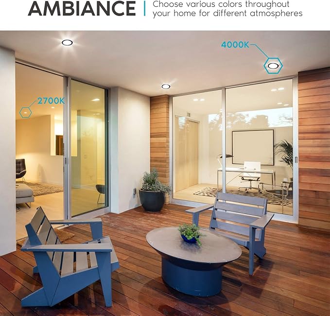 LUXRITE 4 Inch Ultra Thin LED Recessed Light with J-Box, 10W, 5 Color Options 2700K | 3000K | 3500K | 4000K | 5000K, Dimmable Wafer Lights, 750 Lumens, Black Trim, Energy Star, IC Rated