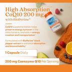 Doctor's Best High Absorption CoQ10 with BioPerine, Heart Health & Energy Production, Naturally Fermented, Gluten Free, Vegan, 200 mg 60 Veggie Caps