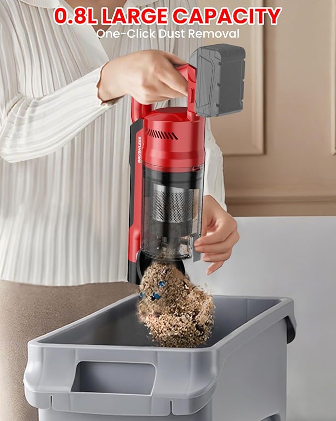 Cordless Vacuum Cleaner for Milwaukee M18 Battery, 7-in-1 Lightweight Stick Vacuum with HEPA Filter, 35KPA Suction, 350W Brushless Motor, 3 Modes for Floor, Carpet, Car(Battery Not Included)