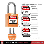 TRADESAFE Lockout Tagout Locks Set - 10 Orange Loto Locks, Lockout Locks Keyed Different, 2 Keys Per Lock, OSHA Compliant Lock Out Tag Out Padlocks, Safety Padlocks for Electrical Lockout Tag Out Kits