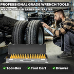 80PCS Modular Wrench Organizer Wrench Holder - Wrench Tool Organizers for Tool Drawer Storage, Wrench Storage Set with Metric & SAE Label, Wrench Rack Tool Gift for Professional Mechanics, Yellow