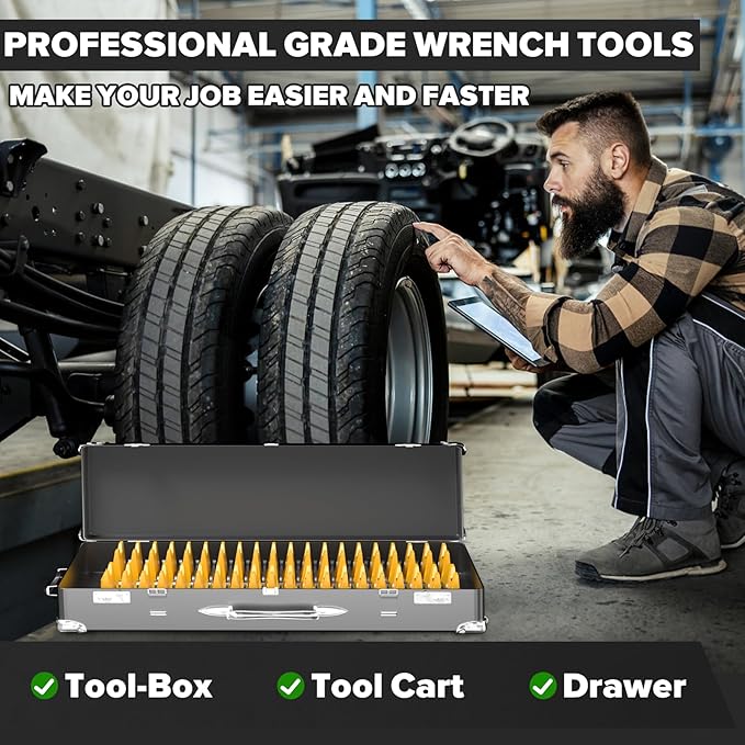 80PCS Modular Wrench Organizer Wrench Holder - Wrench Tool Organizers for Tool Drawer Storage, Wrench Storage Set with Metric & SAE Label, Wrench Rack Tool Gift for Professional Mechanics, Yellow
