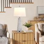 Terpsichore Bedside Lamps Set of 2 Nightstand Lamp Desk Lamps Vintage Rustic Farmhouse Table Lamp 3 Way Dimmable Light,Suitable for Living Room Bedroom,with Linen Shade LED Bulb,USB A+C Port