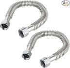 (Pack of 2) EFIELD 18-inch Flexible Stainless Steel Corrugated Hose Connector for Water Heater, Water Softener, 1" FIP x 1" FIP,(HOSE041)