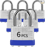 Padlocks with Same Key, LQYN 6 Pcs Laminated Keyed Padlock (1-9/16", 40mm), Keyed Alike Locks, Normal Shackle, for Storage Locker, Hasp Latch, Toolbox, Sheds