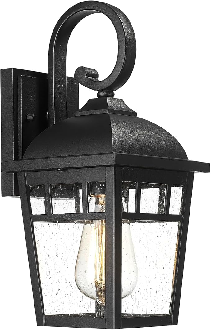 Front Porch Lights Outdoor Wall Lights Exterior Wall Sconce, Matte Black Exterior Light Fixtures with Waterproof Farmhouse Outdoor Lighting Fixtures for House Garage Porch Patio