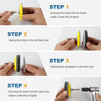 S SATC 3 Inch Hook and Loop Sanding Pad for Sanding Disc with 1/4 Inches Drill Sanding Attachment and Foam Sanding Pads for Polish Wood Metal Glass, 5 Packs