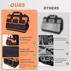 16 Inch Tool Bag Heavy Duty Tool Box Organizer, Portable Tool Organizers and Storage Bag, Tactical Toolbox with Anti-Slip Base & Adjustable Strap for Electrician, DIYer, HVAC, Mechanic