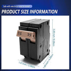 215 2-Pole 15-Amp Circuit Breaker, Type 3/4-Inch Plug-On Molded Case Circuit Breaker, Thermal Magnetic Protection, 10 KAIC, 120/240V, Fit for fit for Load Centers by SOYGN