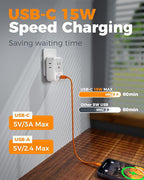 TESSAN Switzerland Travel Plug Adapter, Type J Switzerland Power Adapter with 4 Outlets 3 USB (2 USB-C), Swiss Plug for US to Rwanda Jordan Liechtenstein Madagascar, Travel Essentials