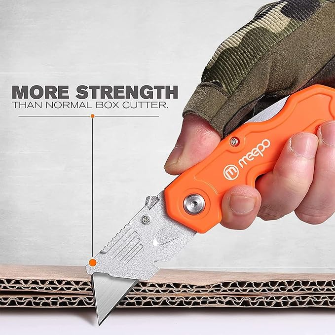 Box Cutter, 20-Pack Tough Folding Box Cutter Bulk for Heavy Duty Purpose, Razor Sharp Utility Knife Bulk, with Extra 50-Piece Blades, Can cut Drywall, Sheet Plastic, Linoleum, Boxes, Rope