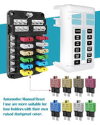 Automotive Low Profile ATC ATO Fuse Car Resettable 3A 5A 7.5A 10A 15A 20A 25A 30A Standard Fuses Manual Reset Fuses Blade Circuit Breaker for Boat Truck SUV Motorcycle 32VDC Fuse Assortment Kit