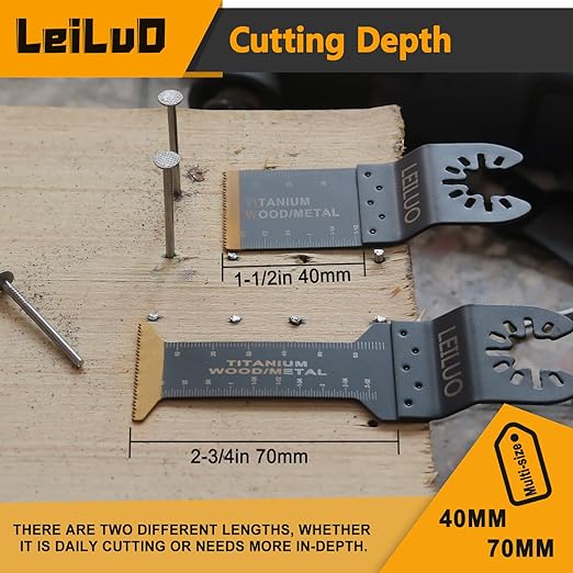 Titanium Multitool Blades Kits LEILUO 15 Pieces Oscillating Tool Blades for Nails Wood Packed by Storage Bag Compatible with Makita Ryobi Milwaukee and More