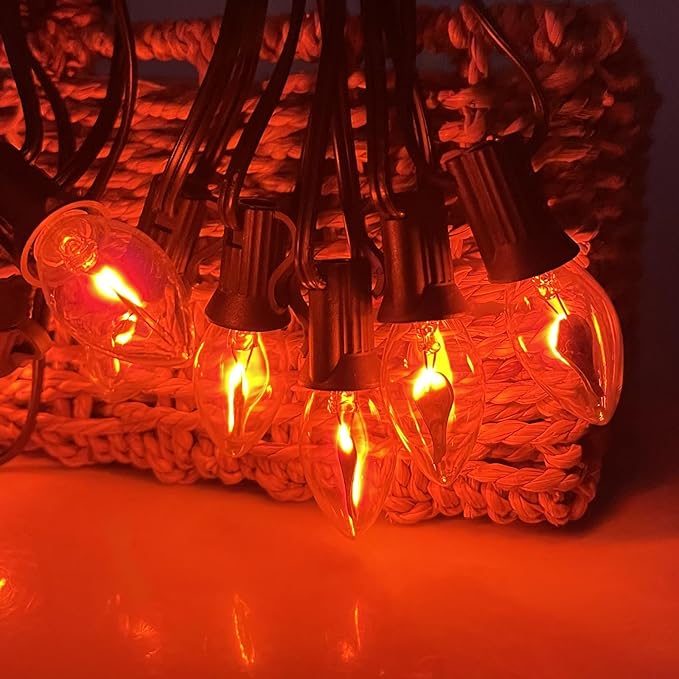 E12 Flickering Flame Light Bulbs, 25-Pack Faux Flame Light Bulbs for Outdoor Use, Energy-Efficient Fire Light Bulb, Flickering Night Lights for Halloween, Christmas, and Home Decor, UL Listed