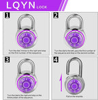 Combination Lock, LQYN Standard Dial Combination Lock, Pack of 100; Purple Turnplate, 2 in. Wide, Fixed Three Digital Combination, for School, Gym & Locker, Toolbox, Gate