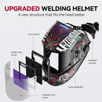 ARCCAPTAIN Large Viewing Screen 3.93"X3.66" Welding Helmet, True Color 1/1/1/1 Solar Power Auto Darkening Welding Hood with 4 Arc Sensor, Wide Shade 4/5-9/9-13 for TIG MIG ARC, Brambles