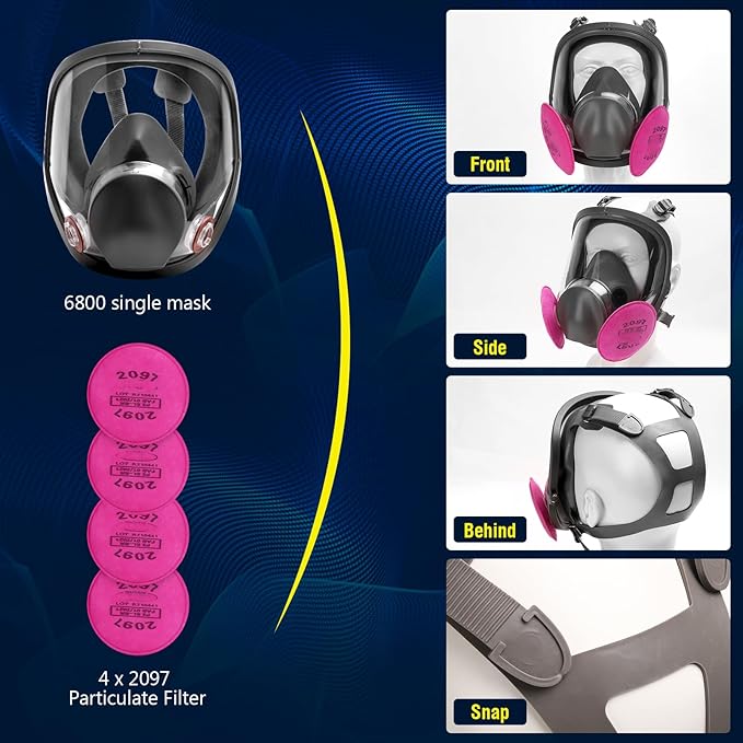 Reusable Half Face and Full Face Gas Mask with Activated Carbon Filter Against Organic Vapor/Dust/Chemical
