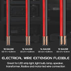 12 Gauge Wire, 12 AWG Electrical Wire Cable, 2 Conductors Red Black Wire, Copper Clad Aluminum(CCA) Flexible PVC Extension Cord for Speaker, Hookup LED Strips, Automotive 12V/24V DC (50FT)