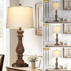 29" Tall Farmhouse Table Lamp for Living Room Set of 2,Vintage Retro Nightstand Lamps with USB C+A Ports & AC Outlet,3-Way Dimmable Touch Bedside Lamp for Bedroom Side Table,Brown