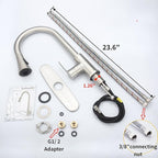 Single Handle Kitchen Faucet with Pull Down Sprayer Modern Stainless Steel Arc Kitchen Faucet Brushed Nickel, Commercial Kitchen Sink Faucet with Deck