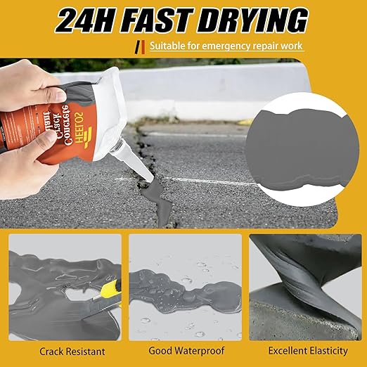 Concrete Crack Sealant, 9Packs Premium Concrete Crack Filler, Weather-Resistant Caulking Glue,Quick-Drying & Waterproof Repair Adhesive for Slabs, Driveways, Sidewalks (Grey)
