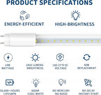 4 Pack T8 LED Bulbs 4 Foot, 14W 2450LM 6000K Super Bright, Type A+B 4FT LED Bulbs, Fluorescent Tubes Replacement, Plug & Play or Ballast Bypass, Clear Cover