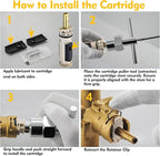 1222 Replacement Cartridge for Moen, Compatible with One Hanlde Posi Temp Faucet, with 116653 Handle Adapter Kit & 104421 Removal Too, Bathtub Shower Valve Parts and Removal Tool